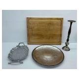 Kitchen Serving and Prep Lot with Shelton-Ware Tray and Wooden Cutting Board