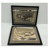 Pair of Framed Japanese Woodblock Prints