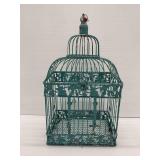 Metal Decorative Birdcage with Distressed Teal Paint