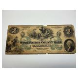 Washington County Bank Two Dollar Rhode Island Bank Note