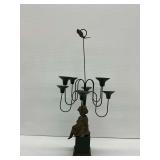 Metal Candelabra with Cherub Figurine