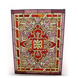Contemporary Stained Glass Panel with Geometric Design