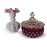 Fenton Glass Vase and Candy Dish
