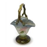 Hull Art Pottery Woodland Pattern Handled Basket Vase