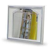 Wall Mirror with White and Silver Trim Frame