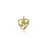 14K Gold Heart and Rose Pendant