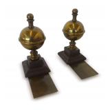 Pair of Sphere Finial Brass Bookends