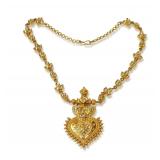 22K Gold Necklace with White Sapphire Gemstones