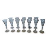 Group of (12) Etched Goblets... Various Etched Patterns