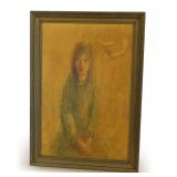 Mid Century "Girl" Oil Painting Portrait by Anton Weiss