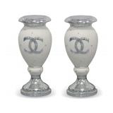 Pair of Mosaic and Glitter Decorative Vases