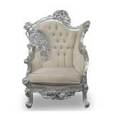 Ornate Silver Painted Accent Chair with Tufted Upholstery