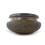 Sterling Silver Flower Pot with Elaborate Floral and Bird Relief