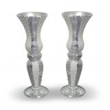 Pair of Decorative Floor Vases with Mosaic Tile and Pearl Beaded Accents