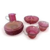 Iridescent Cranberry Glass Tableware Assortment