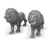 Pair of Mirrored Mosaic Lion Statues