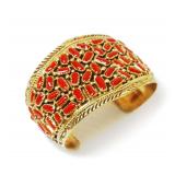 Sterling Silver MJ Cuff Bracelet with Coral - 2.56 troy oz.