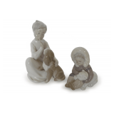Two Lladro Porcelain Figurines: Boy with Dog and Eskimo Boy with Polar Bear Cub