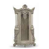 Ornately Carved Display Cabinet with Glass Panels in Silver Finish... no shelves