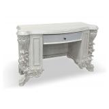 Ornate Silver Finish Writing Desk with Single Drawer