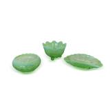 (3) Green Opalescent Glass Bowls
