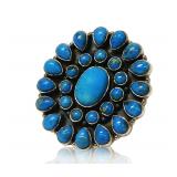 Zee Sterling Silver Turquoise Cluster Ring Size 6.5-7