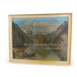 Mountain Lake Scene Oil Painting on Canvas