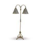 Wrought Iron Double Arm Floor Lamp with Pleated Shades
