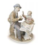 Lladro Porcelain Figurine of Man and Child with Flowers