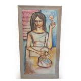 "745 Place de Feran Marseille" Mid Century Oil Painting