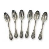 Set of (6) Sterling Silver Spoons with Floral Motif...  total weight 3.435 troy oz.