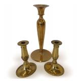 Made in England Brass Candle Holders and Bud Vase