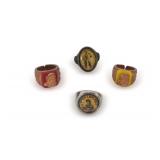 (4) 1950s Toy Rings: (3) Davy Crockett and (1) Jet Jackson