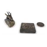Metal Decorative Items: Stag Lid Trinket Box, Compact, and Russian Copper Coin