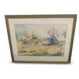 "Near Bull Schoales (sic) Arkansas" Farm Scene Watercolor by Phoebe H. Boyd