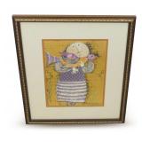 "Child and Bird" Framed Lithograph by Graciela Rodo Boulanger
