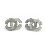 Pair of Interlocking C Decorative Sculptures with Glitter and Silver Trim... will function as glass top table bases