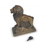 Harris Trust and Savings Bank Lion Bronze Still Bank with Key