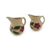 (2) Watt Pottery #15 Pitchers in Five Petal Star Flower Pattern