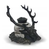 Elk Figural Inkwell with Glass Insert