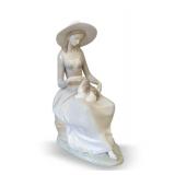 Lladro Porcelain Figurine of Woman with Dog