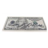 Framed U.S. Ten Dollar Bill with Warren Buffet Signature on Face of Bill