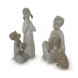 (2) Lladro Porcelain Figurines: Teaching to Pray and Shh Quiet Puppy