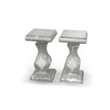 Pair of Mirrored Mosaic Pedestal Stands with Glitter Finish