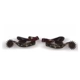 Pair of Spurs with Longhorn Decoration and 10-Point Rowels