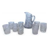 Cut Glass Pitcher and Tumblers ..all tumblers do not match