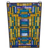 Contemporary Geometric Pattern Stained Glass Panel
