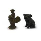 Vintage Figural Bronze Ornamentals... Rooster and Sitting Bulldog
