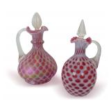 (2) Fenton Cranberry Opalescent Glass Cruets