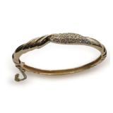 14K Yellow Gold Bangle Bracelet with (31) Ornamental Diamonds...  Replacement Value $8850... 0.735 troy oz.